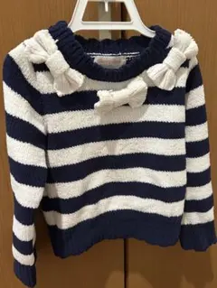 ネイビーとホワイトのストライプセーター