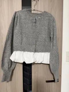 グレー フリル付きカーディガン Fサイズ　KASTANE