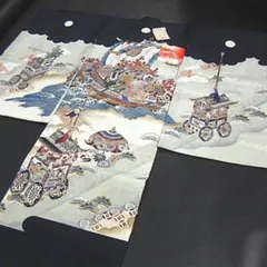 506ay76□お宮参り 男児 祝い着 着物 産着 掛け着 地紋入り□状態良好