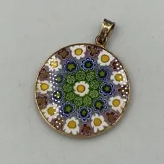 ベネチアンガラス ミルフィオリ ペンダントトップ 直径1.6cm 金枠