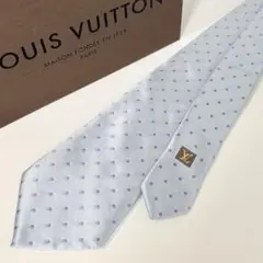 LOUIS VUITTON モノグラム ドット シルク ネクタイ ライトブルーのサムネイル