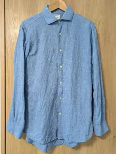 lands end ランズエンド　リネン　シャツ ブルー　Mのサムネイル