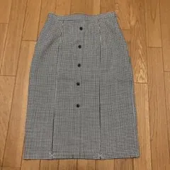 新品未使用 日本製 ウール100% 千鳥柄タイトスカート 11号 黒白 ミモレ丈