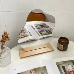 卓上ミラー 化粧鏡 韓国風 割れない鏡 ルームミラーおしゃれ ウェーブミラー