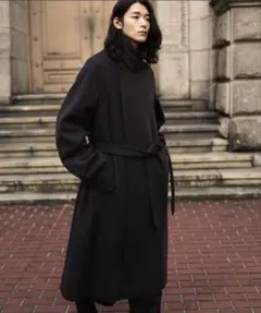SMOOTH HERRINGBONE MAXI OVER COAT サイズM