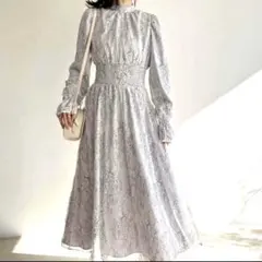 ナイスクラップ　NICE CLAUP オケージョンワンピース グレー