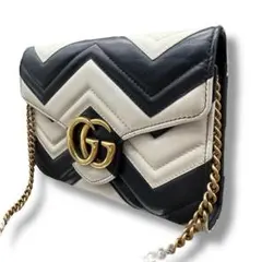 美品　グッチ　99 GGマーモント キルティング チェーン ウォレット