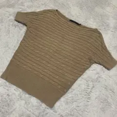 ラルフローレンスポーツ　レディース　横ケーブル編み　半袖　ニット　コットン　S