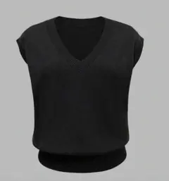 ブラック Vネック ニット スクールベスト xs