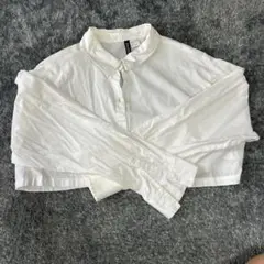 ホワイト コットン ショート丈　長袖シャツ