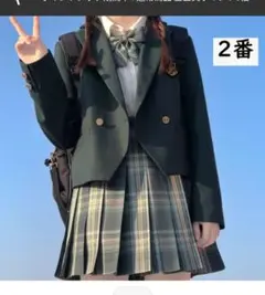 卒業スーツ ブレザー上下 ダークグリーン チェック柄 2XL