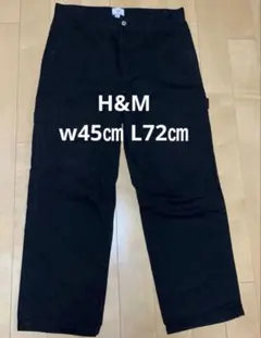 H&M バギーパンツ ワイドパンツブラックパンツ w45㎝ L72㎝のサムネイル