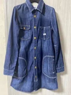 デニムシャツワンピース ひざ丈ワンピース