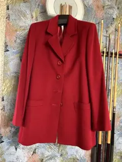 カシミア100%赤ロングジャケット.コート. LL.軽量　暖か　艶感.未使用