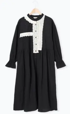 【新品】Samansa Mos2 パッチワークレースワンピース　ブラックSサイズ