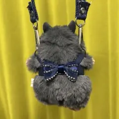 妖怪食っちゃ寝ハーネス リボン付き紺色①【はむにぎりサイズ】
