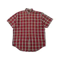 90s ラルフローレン 半袖シャツ L チェック 赤 緑 ボタンダウン