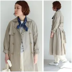 ビュルデサボン 交織 コットン トレンチコート 玉虫色 偏光 スプリングコート