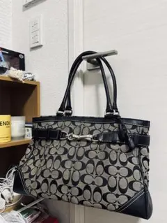 COACH ハンプトン シグネチャー サッチェル ハンドバッグ
