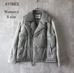 アヴィレックス AVIREX ウールコンビレザーダウンベスト 羊革 S 極美品のサムネイル