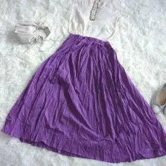 テチチブラウス×紫フレアスカート 上品きれいめ2点コーデ