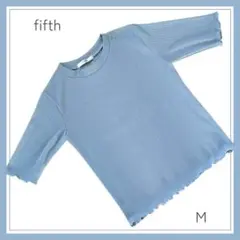 【fifth】リブ　メロウ　半袖Tシャツ　カットソー　水色　Mのサムネイル
