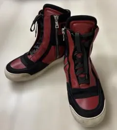 BALMAIN ハイカットスニーカー レッド ブラック　41のサムネイル