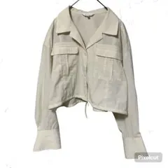 J592 マウジー クロップドシャツ 白 F ドロスト ショート丈 ブラウス古着