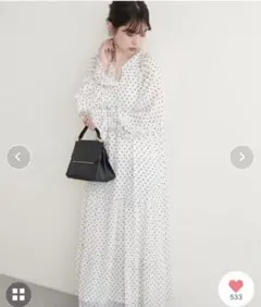 【新品タグ付き】フリルトリム袖ティアードワンピース