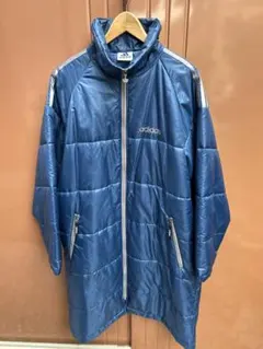 【美品】adidas デサント90,sベンチコート エーゲ海ブルー