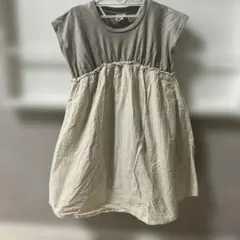 半袖ワンピース ドット柄　ドッキングデザイン