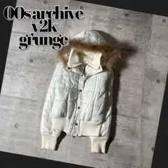 平成ギャル 短丈 ダウンジャケット ファー付き 白 かわいい 00s y2k