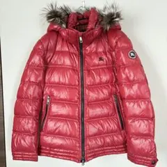 バーバリーブラックレーベル ホワイトグースダウン　シルバーフォックス M 赤