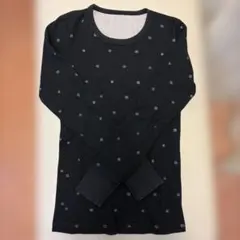 ブラック　ワッフルニット　カットソー