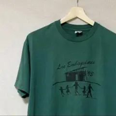 【Hanes】90's USA製 Tシャツ イラストデザイン グリーン 古着