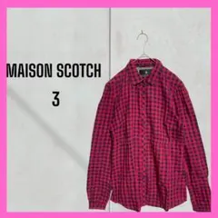 [MAISON SCOTCH] 長袖　チェック　ネルシャツ　内側レオパード柄のサムネイル