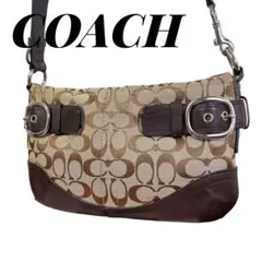 COACH コーチ ショルダーバッグ ブラウン シグネチャー　レザー　2way