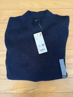 UNIQLO ミドルゲージモックネックセーター L ネイビー