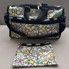レスポ リュック ポーチ付き ポップコーンブラック ハワイ限定柄 タグ