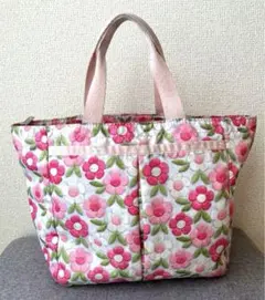 レスポートサック　花柄トートバッグ ピンク 美品　レア