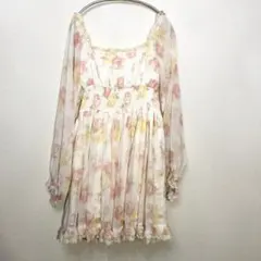 ☆LIZ LISA ミニ丈ワンピース パステル ローズ柄 ピンク