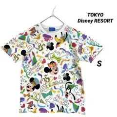 東京ディズニーリゾート 35周年 ミッキー総柄 半袖Tシャツ Sサイズ 綿100