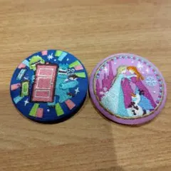 刺繍缶バッジ モンスターズ・インク アナと雪の女王 2個セット