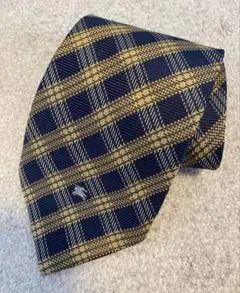 ネイビー ゴールド チェック柄 ネクタイ