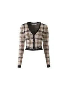 H&M × rokh 2024 チェック柄 Vネック カーディガン　美品　XS