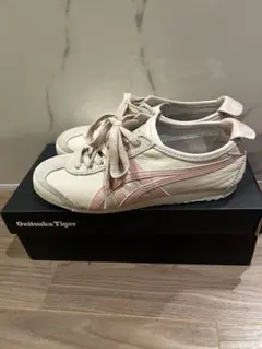 Onitsuka Tiger ベージュ/ピンク スニーカー　オニツカタイガー