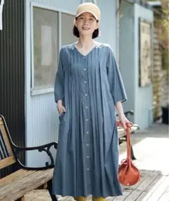 サニークラウズ　羽織にもなるワンピース　ブルー　現行品