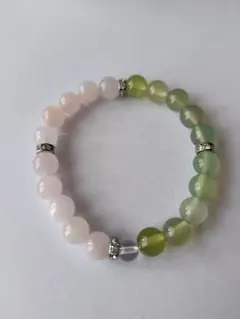 グリーンアゲート×モルガナイト 緑×桜色 8mm 天然石ブレスレット 16cm