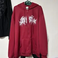 赤いジップアップフーディ XL
