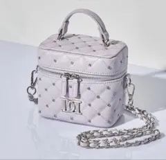 ダーリッチ キルティングビジュースクエアミニバッグ バニティバッグ ラベンダー